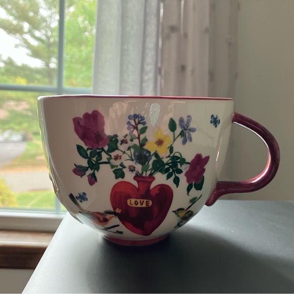 Anthropologie Nathalie Lete Titania Embossed Flowers Heart Love Mug - Picture 2 of 7